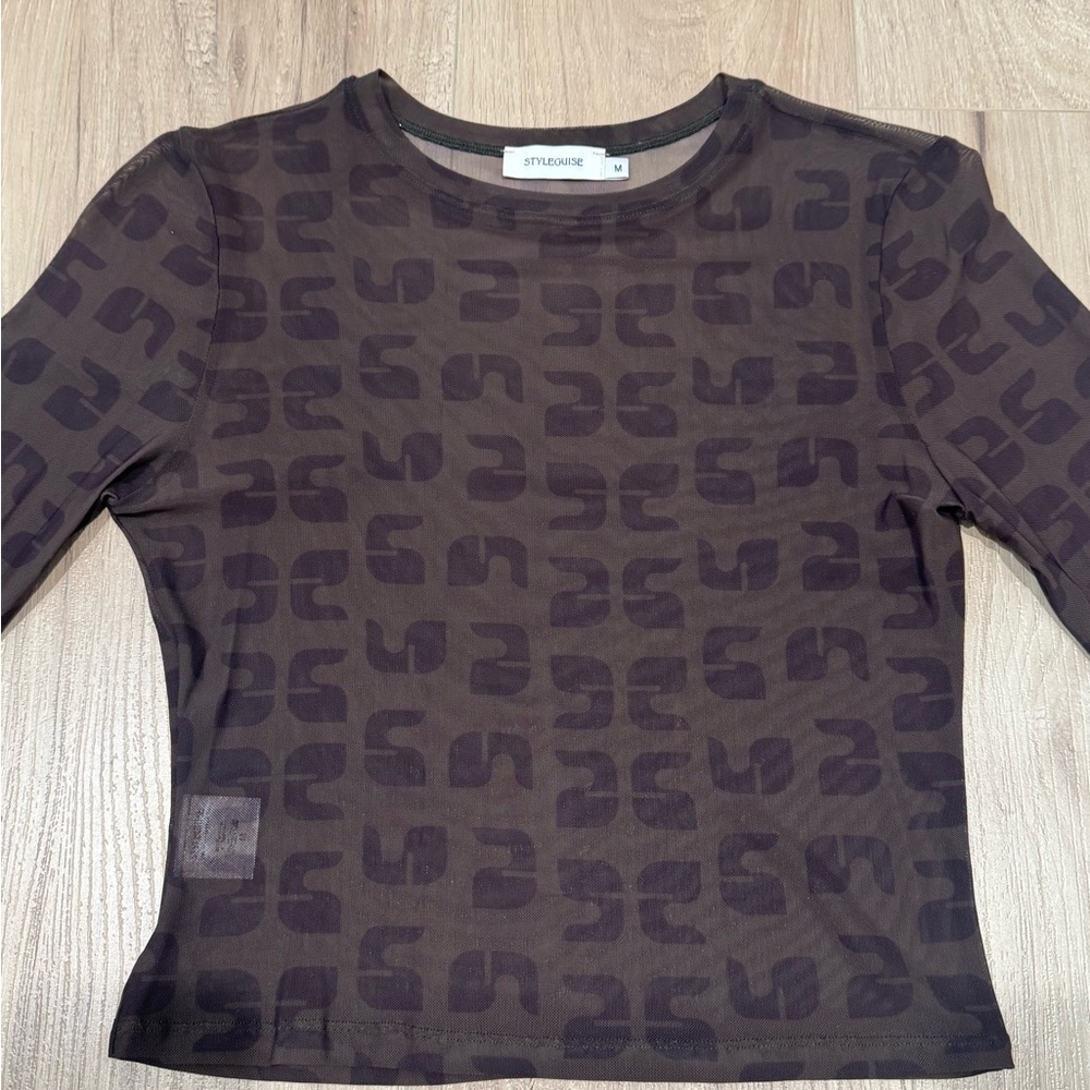 Styleguise olive/black mesh Patterned Long Sleeve Top